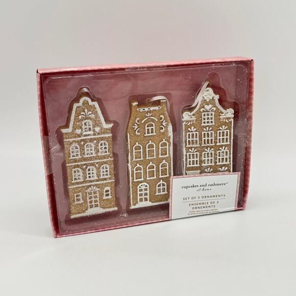 Cupcakes & Cashmere Set of 3 Gingerbread House Christmas Ornaments NEW - Picture 5 of 5